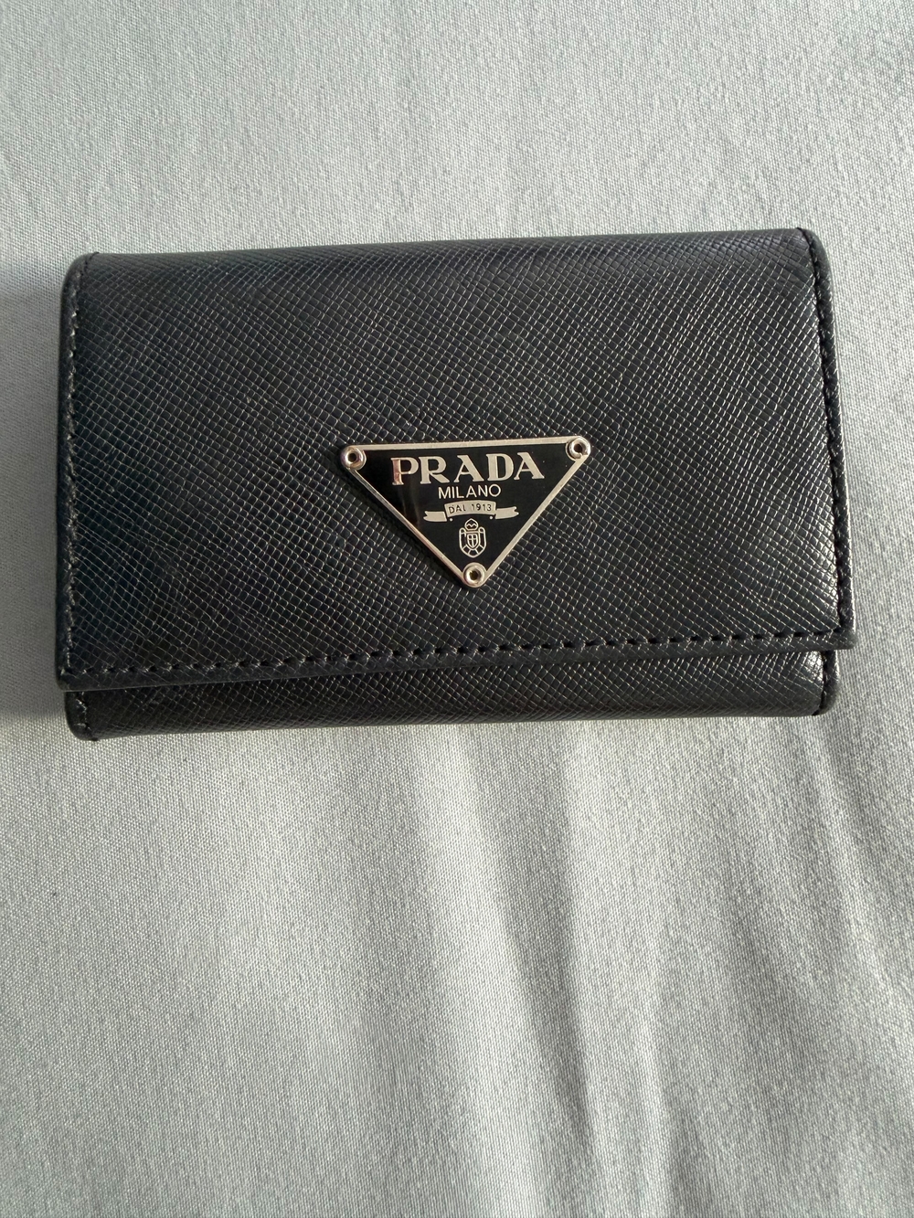 Prada Milano Black Saffiano Leather Key Case
